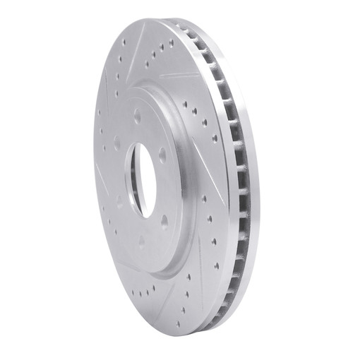 R1 05-21 Nissan Frontier Front Left Drilled & Slotted Silver Brake Rotor