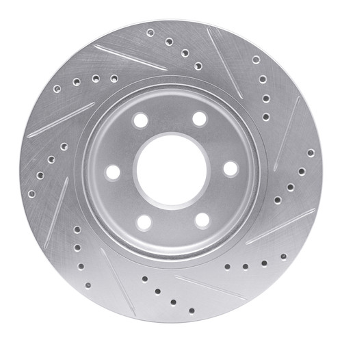 R1 05-21 Nissan Frontier Front Left Drilled & Slotted Silver Brake Rotor