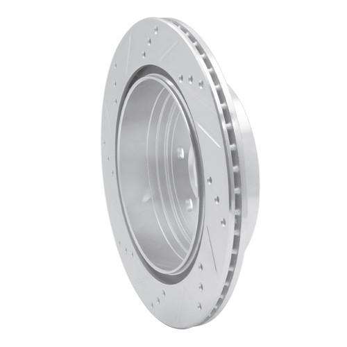 R1 05-12 Nissan Pathfinder Rear Right Drilled & Slotted Silver Brake Rotor