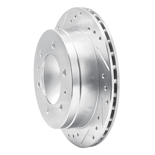 R1 88-95 Nissan Pathfinder Rear Left Drilled & Slotted Silver Brake Rotor