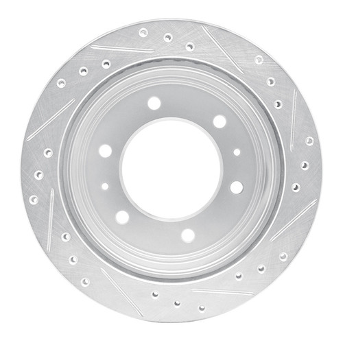 R1 88-95 Nissan Pathfinder Rear Left Drilled & Slotted Silver Brake Rotor