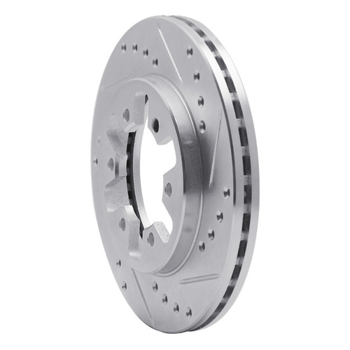 R1 85-97 Nissan D21 Pickup RWD (4 Cyl Excl HD) Front Right Drill & Slot Silver Brake Rotor