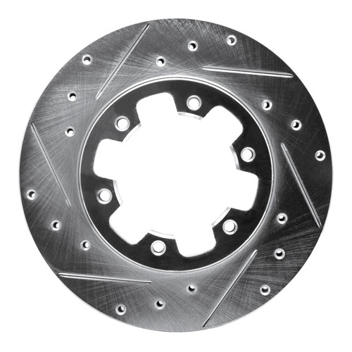 R1 83-85 Nissan 720 DATSUN Front Left Drilled & Slotted Silver Brake Rotor