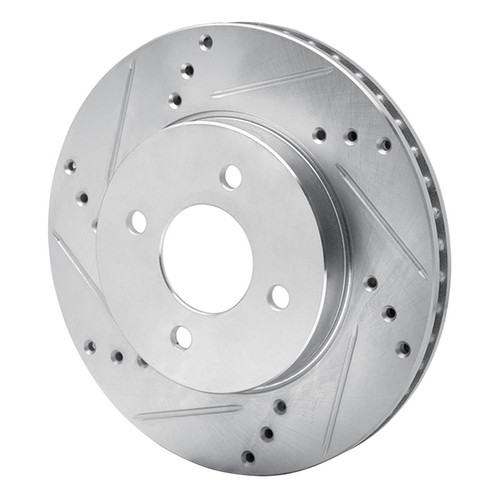 R1 11-25 Nissan Versa Front Left Drilled & Slotted Silver Brake Rotor