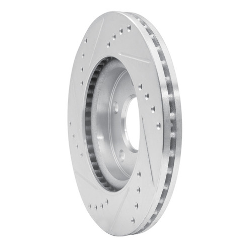 R1 13-19 Nissan SENTRA Front Right Drilled & Slotted Silver Brake Rotor