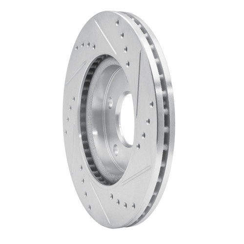 R1 13-19 Nissan SENTRA Front Left Drilled & Slotted Silver Brake Rotor