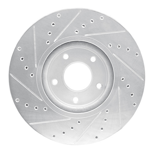 R1 07-17 Nissan Juke Front Right Drilled & Slotted Silver Brake Rotor