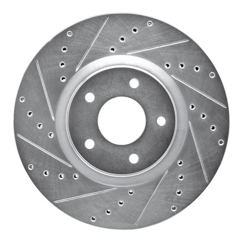 R1 07-17 Nissan Juke Front Left Drilled & Slotted Silver Brake Rotor