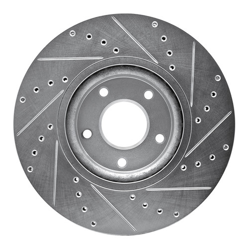 R1 07-17 Nissan Juke Front Left Drilled & Slotted Silver Brake Rotor