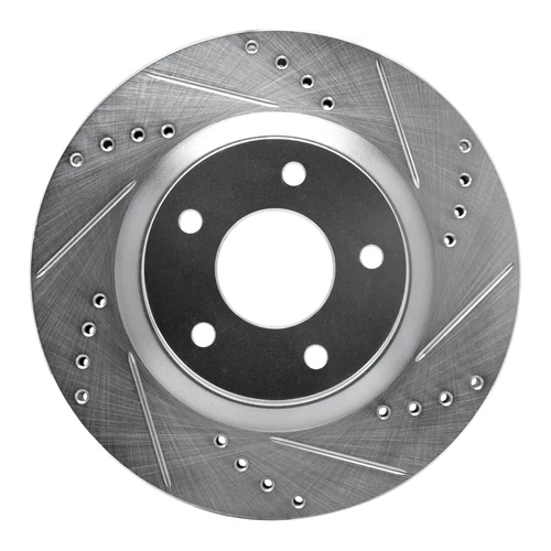 R1 07-15 Nissan Rogue Front Right Drilled & Slotted Silver Brake Rotor