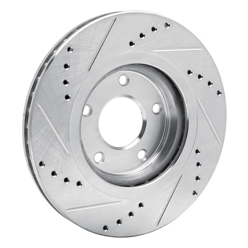 R1 07-15 Nissan Rogue Front Right Drilled & Slotted Silver Brake Rotor