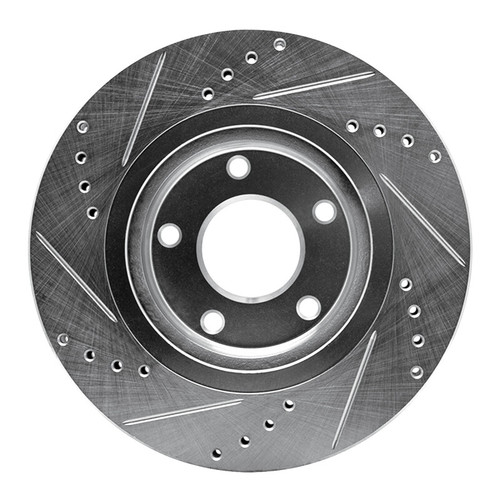 R1 07-15 Nissan Rogue Front Right Drilled & Slotted Silver Brake Rotor