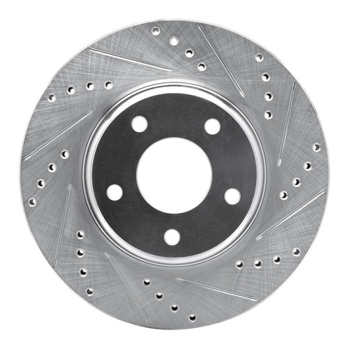 R1 02-06 Infiniti I35 Front Right Drilled & Slotted Silver Brake Rotor
