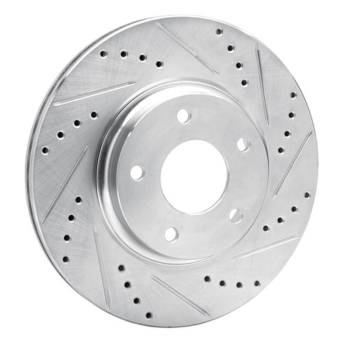 R1 02-06 Infiniti I35 Front Right Drilled & Slotted Silver Brake Rotor