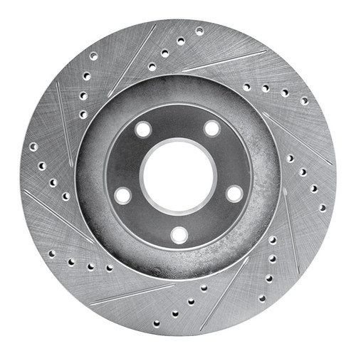 R1 02-06 Infiniti I35 Front Right Drilled & Slotted Silver Brake Rotor