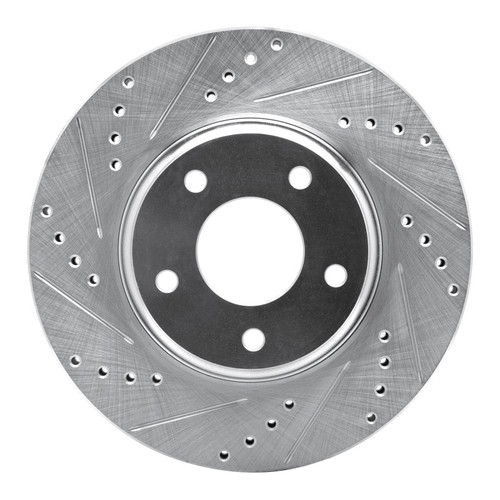 R1 02-06 Infiniti I35 Front Left Drilled & Slotted Silver Brake Rotor