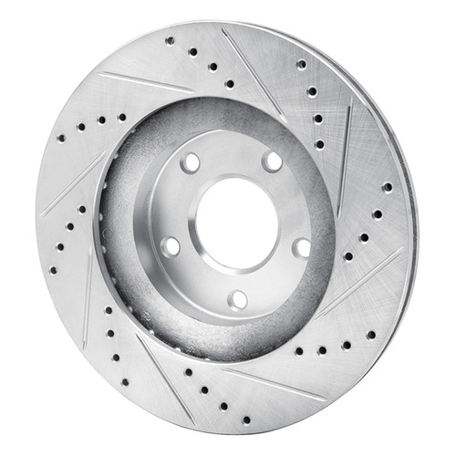 R1 02-06 Infiniti I35 Front Left Drilled & Slotted Silver Brake Rotor