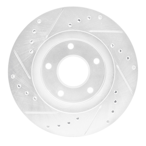 R1 99-01 Infiniti I30 Front Right Drilled & Slotted Silver Brake Rotor