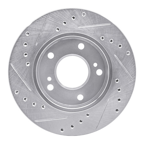 R1 96-98 Nissan 240SX Front Right Drilled & Slotted Silver Brake Rotor