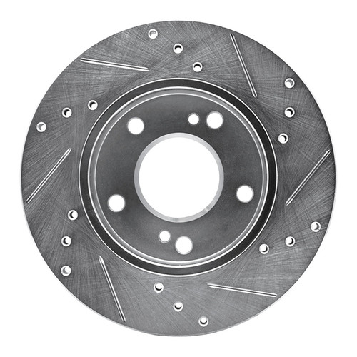 R1 96-98 Nissan 240SX Front Left Drilled & Slotted Silver Brake Rotor