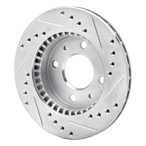 R1 95-00 Nissan Lucino (Mexico) Front Left Drilled & Slotted Silver Brake Rotor EDZ-67044L