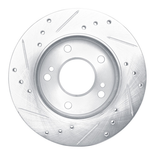 R1 94-96 Nissan 240SX Front Right Drilled & Slotted Silver Brake Rotor