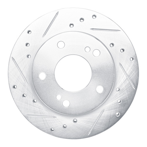 R1 94-96 Nissan 240SX Front Left Drilled & Slotted Silver Brake Rotor