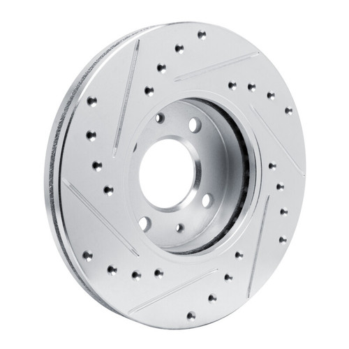 R1 91-94 Nissan NX Front Right Drilled & Slotted Silver Brake Rotor