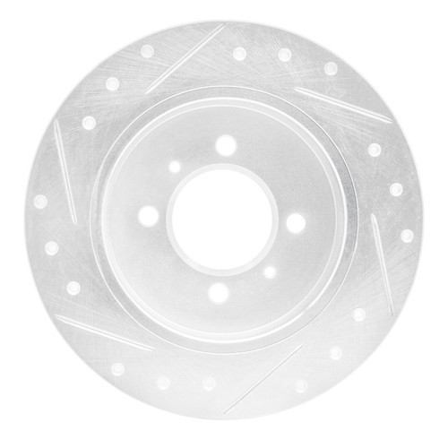R1 91-94 Nissan NX Rear Right Drilled & Slotted Silver Brake Rotor