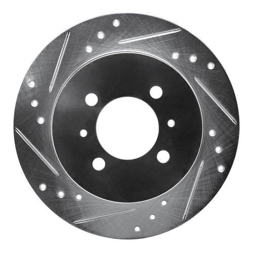 R1 91-94 Nissan SENTRA Rear Left Drilled & Slotted Silver Brake Rotor