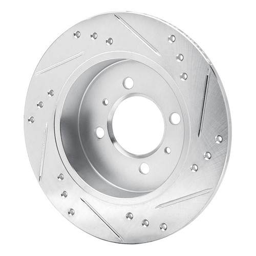 R1 91-94 Nissan SENTRA Rear Left Drilled & Slotted Silver Brake Rotor