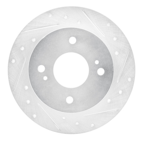 R1 90-06 Infiniti G20 Rear Right Drilled & Slotted Silver Brake Rotor