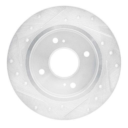 R1 90-06 Infiniti G20 Rear Right Drilled & Slotted Silver Brake Rotor