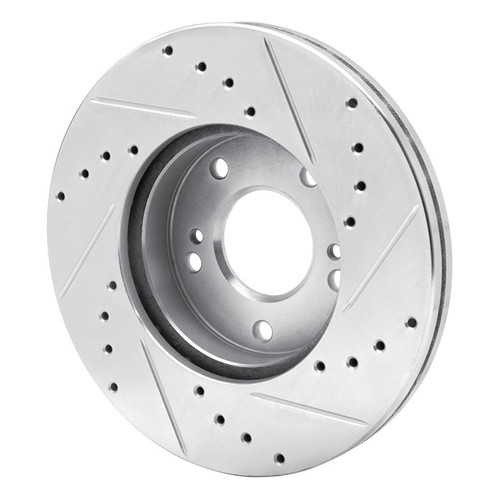 R1 89-90 Nissan 300ZX Front Left Drilled & Slotted Silver Brake Rotor