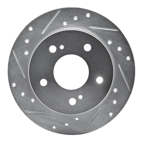 R1 89-93 Nissan Maxima Rear Left Drilled & Slotted Silver Brake Rotor