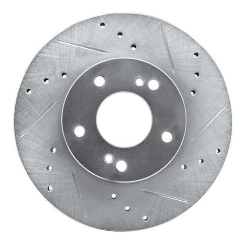 R1 89-99 Infiniti I30 Front Right Drilled & Slotted Silver Brake Rotor