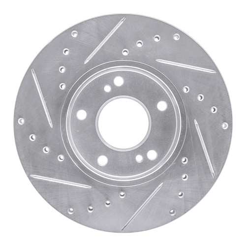 R1 89-99 Infiniti I30 Front Right Drilled & Slotted Silver Brake Rotor