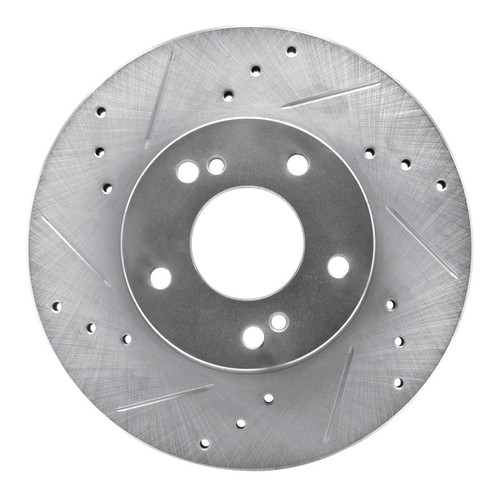 R1 89-99 Infiniti I30 Front Left Drilled & Slotted Silver Brake Rotor