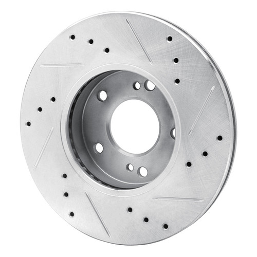 R1 89-99 Infiniti I30 Front Left Drilled & Slotted Silver Brake Rotor