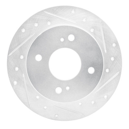 R1 89-98 Nissan 240SX Rear Right Drilled & Slotted Silver Brake Rotor