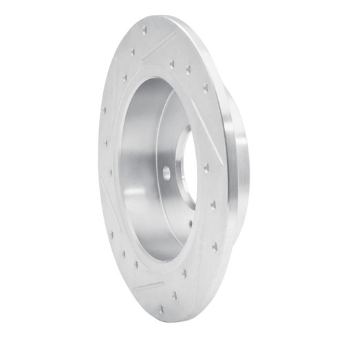 R1 89-98 Nissan 240SX Rear Right Drilled & Slotted Silver Brake Rotor