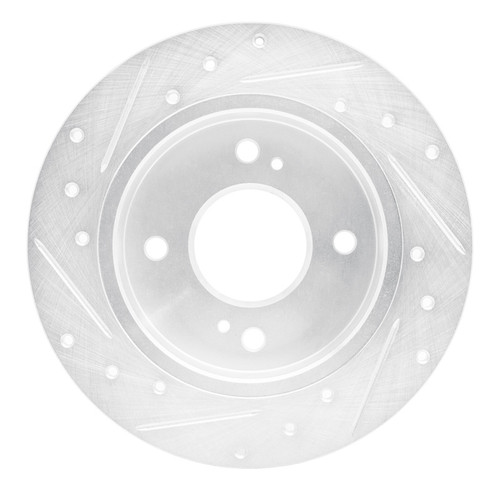 R1 89-98 Nissan 240SX Rear Right Drilled & Slotted Silver Brake Rotor