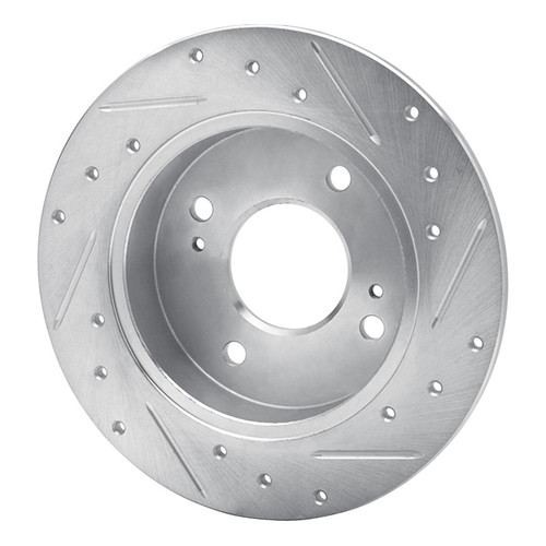 R1 89-98 Nissan 240SX Rear Left Drilled & Slotted Silver Brake Rotor