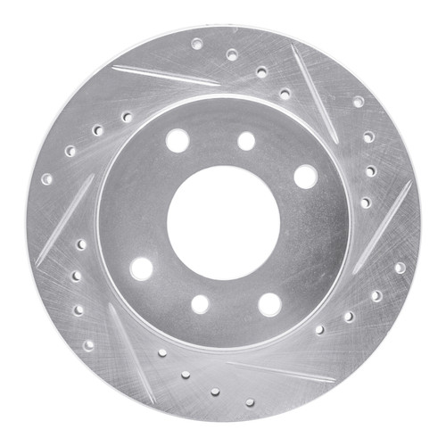 R1 89-96 Nissan 240SX Front Right Drilled & Slotted Silver Brake Rotor
