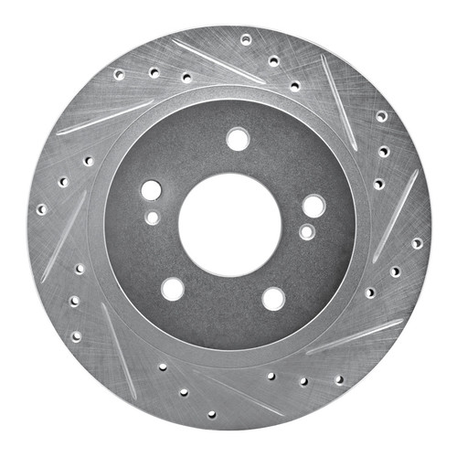 R1 87-89 Nissan 300ZX Rear Right Drilled & Slotted Silver Brake Rotor