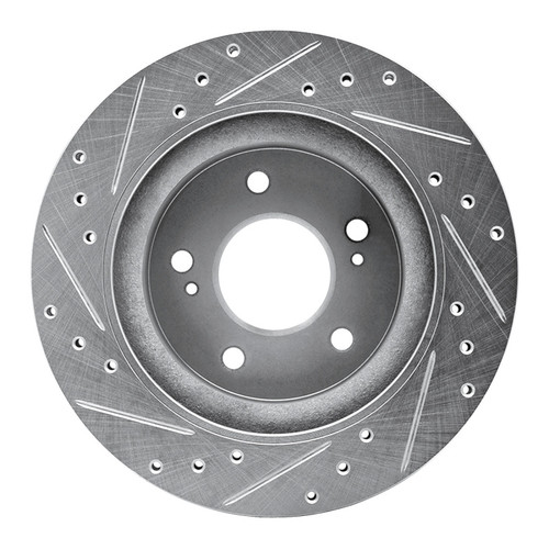 R1 87-89 Nissan 300ZX Rear Right Drilled & Slotted Silver Brake Rotor