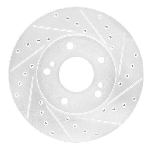 R1 87-89 Nissan 300ZX Turbo Front Right Drilled & Slotted Silver Brake Rotor