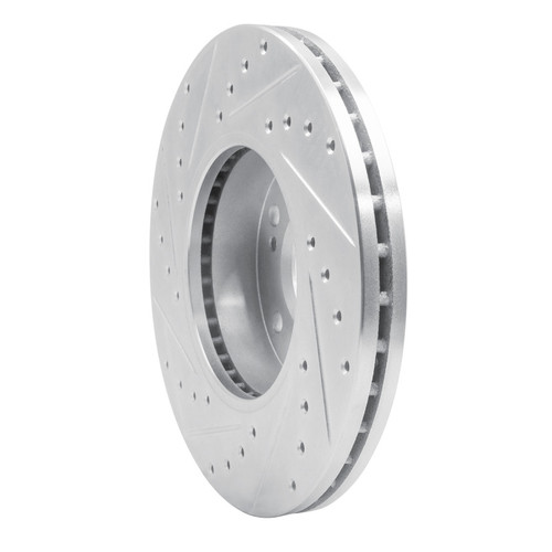 R1 87-89 Nissan 300ZX Turbo Front Right Drilled & Slotted Silver Brake Rotor