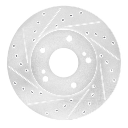 R1 87-89 Nissan 300ZX Turbo Front Left Drilled & Slotted Silver Brake Rotor