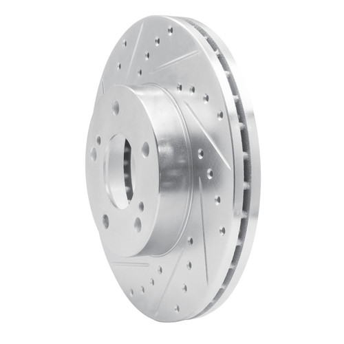 R1 87-89 Nissan 300ZX Turbo Front Left Drilled & Slotted Silver Brake Rotor